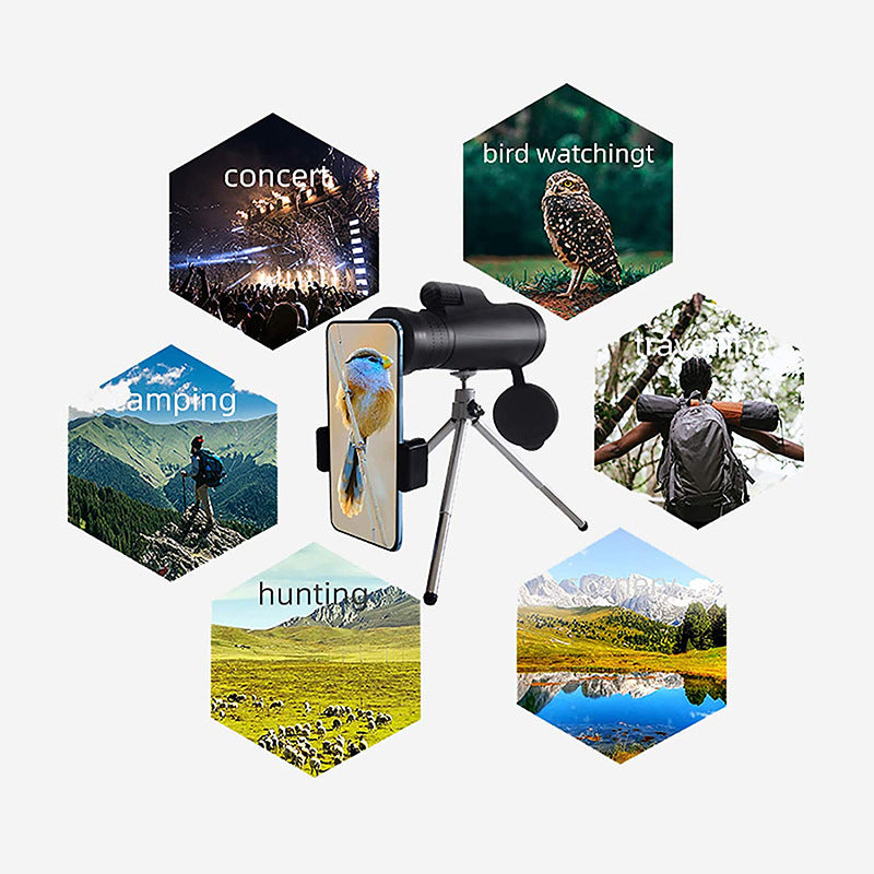 10-30X50 High Power Zoom Monocular Telescope Set with Smartphone Holder and Tripod Waterproof HD Spotting Scope for Bird Watching Camping and Concerts