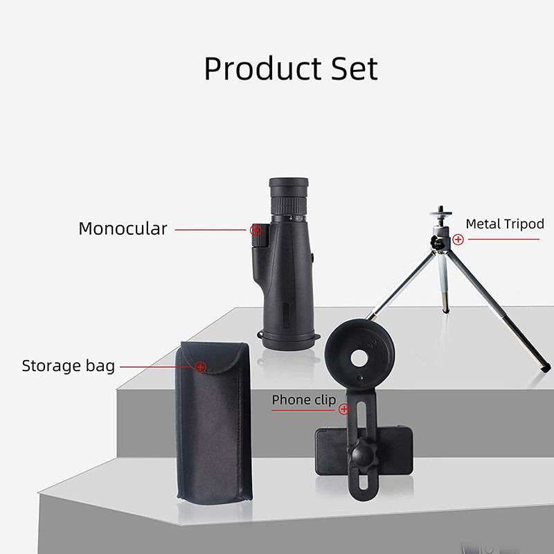 10-30X50 High Power Zoom Monocular Telescope Set with Smartphone Holder and Tripod Waterproof HD Spotting Scope for Bird Watching Camping and Concerts