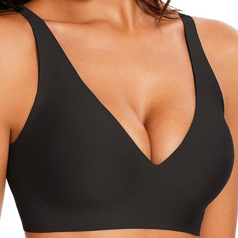 XXXL Black Women Seamless Wire-Free Bra Comfortable Full Coverage Bralette Invisible Wireless Lingerie for Everyday and Sleep