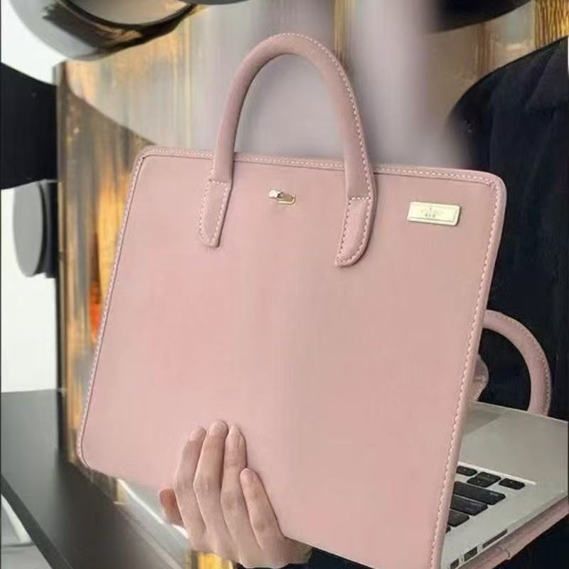 14 Inch Laptop Carry Case with Handles PU Leather Protective Sleeve Cover for Women Office and Study Work-in-Case Design
