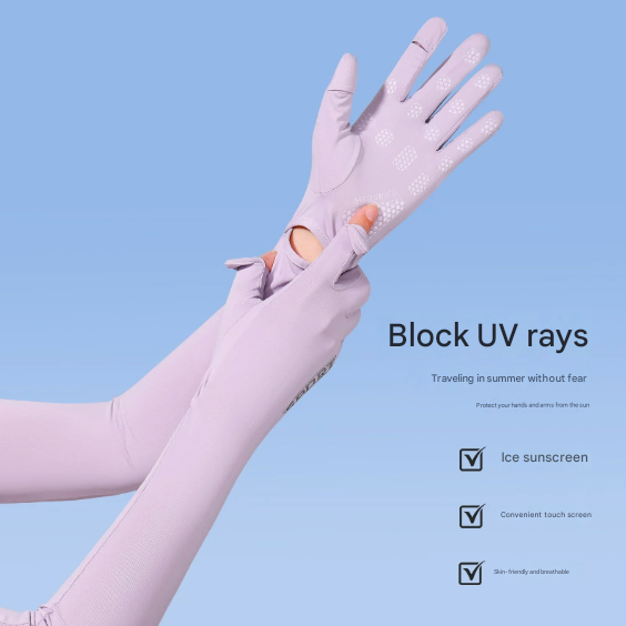 Purple Cooling UV Protection Arm Sleeves Long Sun Block Gloves Breathable Stretchy Hand Cover for Cycling Driving and Outdoor Sports Australia