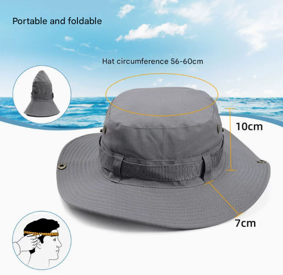 Army Green Foldable Wide Brim Sun Hat Unisex Bucket Safari Cap Adjustable 56-60cm for Fishing Hiking Camping and Outdoor Travel