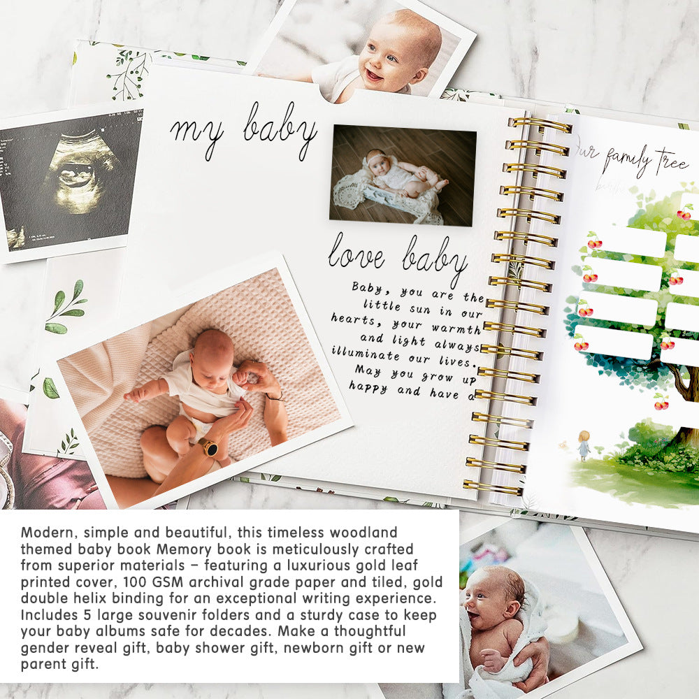 Little Bear Cub Printed Baby Memory Book with Gift Box Hardcover Milestone Journal Your First Years Story Cute Bunny Theme for Boys Girls Pregnancy to Toddler Keepsake