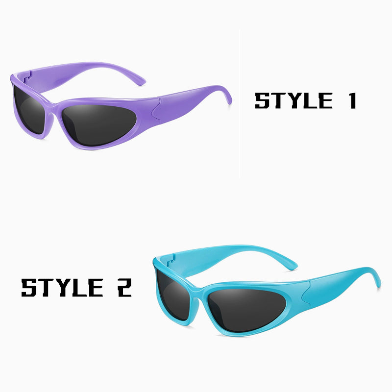 2 Pack Purple Frame + Blue Frame Sports Sunglasses Men Small Frame Cycling Glasses Anti-Glare UV Protection Outdoor Eyewear Ideal for Driving and Running