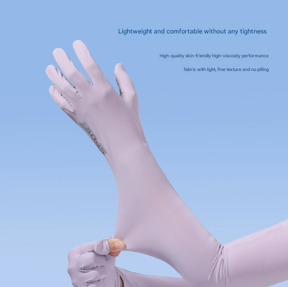 White Cooling UV Protection Arm Sleeves Long Sun Block Gloves Breathable Stretchy Hand Cover for Cycling Driving and Outdoor Sports Australia