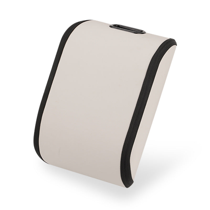 Beige Premium Car Shoe Storage Box PVC Leather Travel Sneaker Case Boot Organiser Compact Under Seat Holder for Drivers 35cm x 26cm