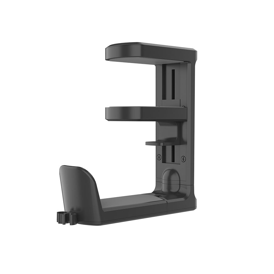 Black Under Desk Headphone Hanger Clamp 360 Degree Rotating - Adjustable Headset Holder Hook with Cable Organiser for Home Office &amp; Gaming Setup (Fits 1-5.5cm Desks)