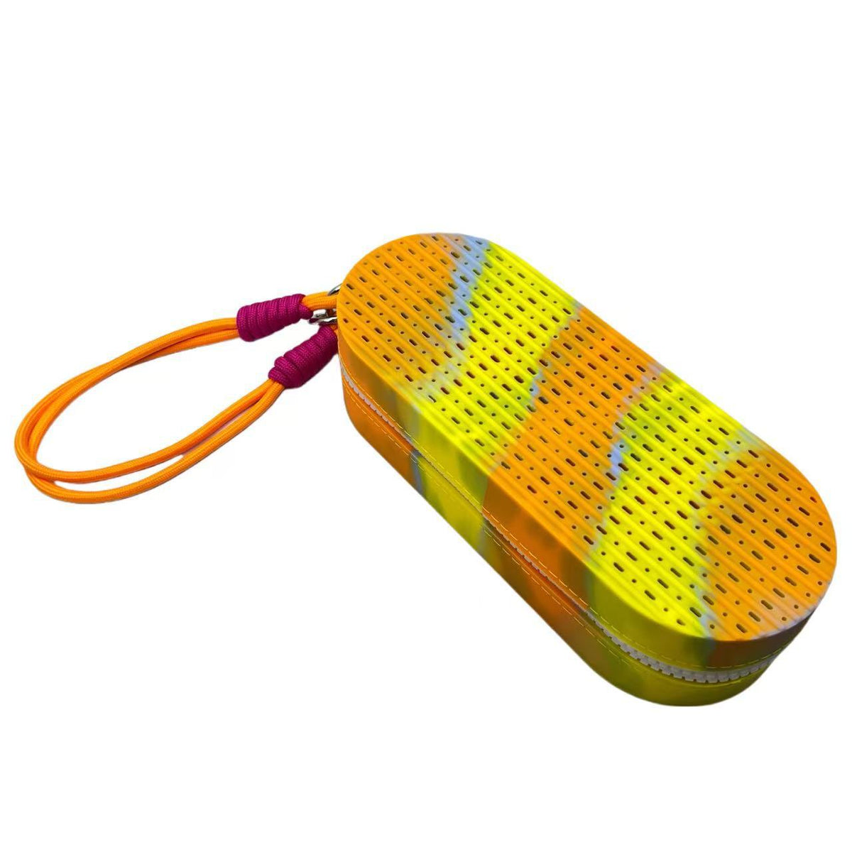 Yellow-orange Breathable Silicone Swim Goggles Case Shockproof Sunglasses Protector Box Portable Large Capacity Storage Pouch with Hanging Strap for Swimming and Travel