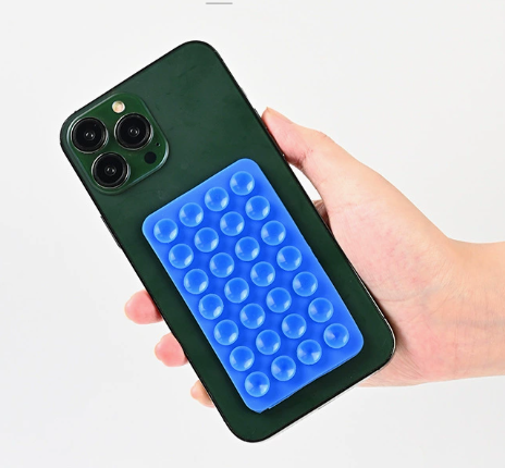 Dark Blue 10 Pack Rectangular Silicone Suction Phone Mount Holder - 28 Cup Adhesive Sticky Pad for Hands-Free Selfies &amp; Videos - Universal Grip for Mirrors &amp; Glass