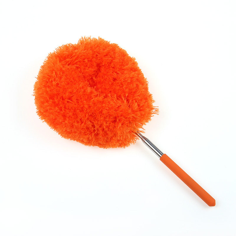 Orange 4 Pack Telescopic Microfiber Duster with Extendable Stainless Steel Pole - Anti-Static Ceiling Fan Cleaning Tool for High Reach & Tight Gaps - Washable & Compact Design (33cm - 80cm)