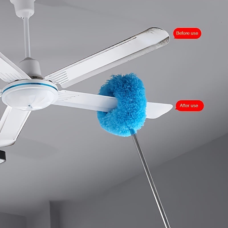 Green 4 Pack Telescopic Microfiber Duster with Extendable Stainless Steel Pole - Anti-Static Ceiling Fan Cleaning Tool for High Reach & Tight Gaps - Washable & Compact Design (33cm - 80cm)