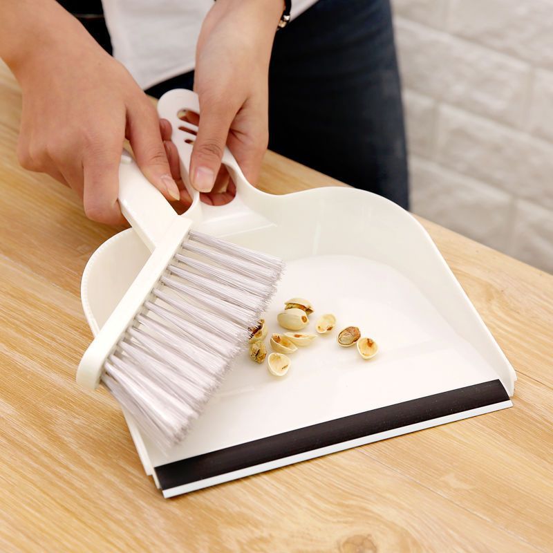 Blue Mini Dustpan and Brush Set Handheld Sweeping Broom with Rubber Lip for Desktop Kitchen Car and Camping Cleaning