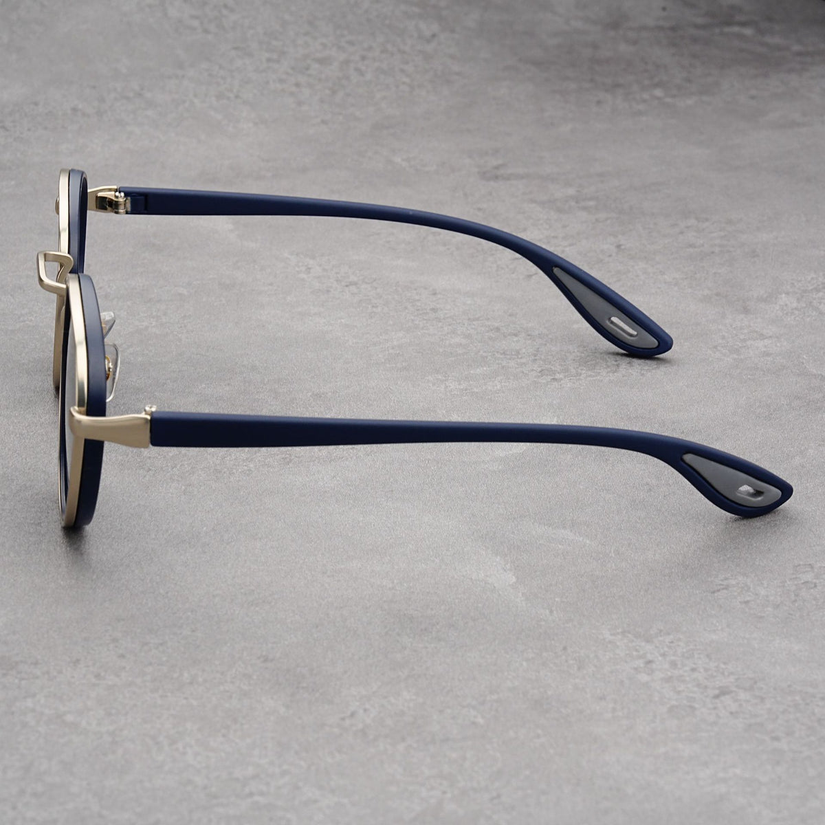 Silver Frame With Blue Rim Retro Round Sunglasses Vintage Metal & PC Frame Casual Classic Style for Men and Women - Lightweight 137mm Width