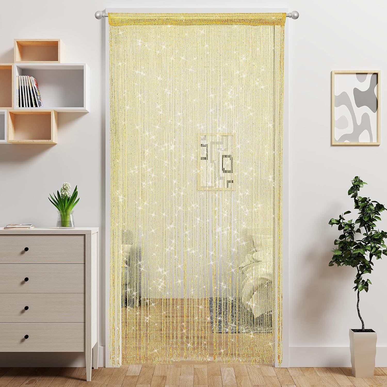 Glod 2 Pack Sparkle String Door Curtains 100x200cm Glitter Sequin Tassel Room Divider for Australian Home Decor and Parties
