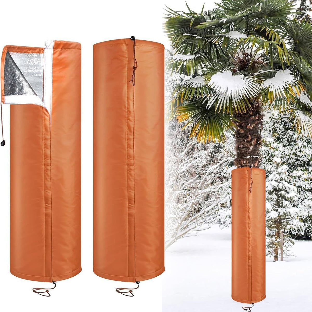 2 Pack Insulated Tree Trunk Protectors 100cm Height Winter Frost Covers for Palm Trees and Saplings - Triple Layer Thermal Garden Plant Protection