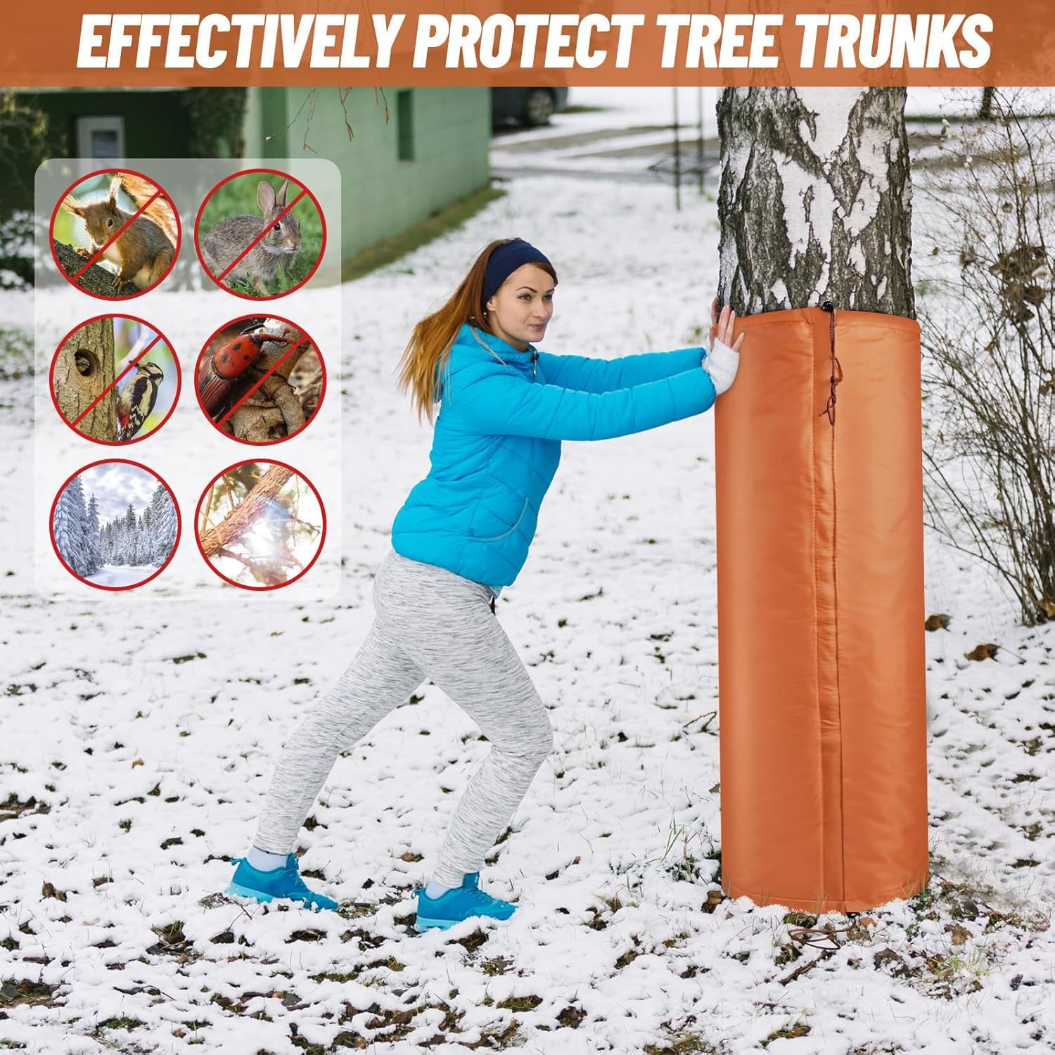 2 Pack Insulated Tree Trunk Protectors 100cm Height Winter Frost Covers for Palm Trees and Saplings - Triple Layer Thermal Garden Plant Protection