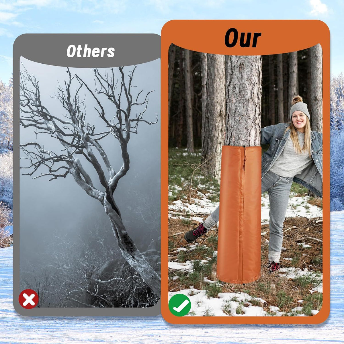 2 Pack Insulated Tree Trunk Protectors 100cm Height Winter Frost Covers for Palm Trees and Saplings - Triple Layer Thermal Garden Plant Protection