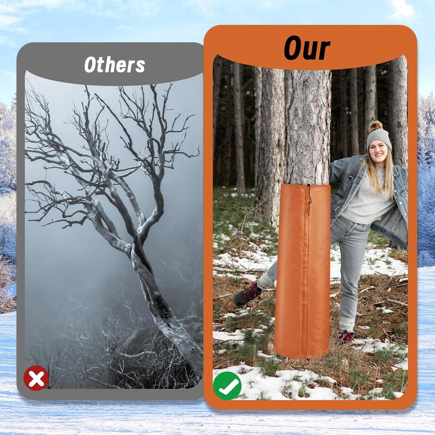 2 Pack Insulated Tree Trunk Protectors 100cm Height Winter Frost Covers for Palm Trees and Saplings - Triple Layer Thermal Garden Plant Protection