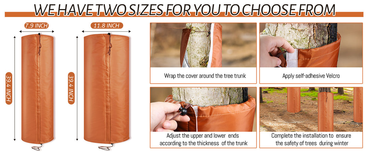 2 Pack Insulated Tree Trunk Protectors 100cm Height Winter Frost Covers for Palm Trees and Saplings - Triple Layer Thermal Garden Plant Protection