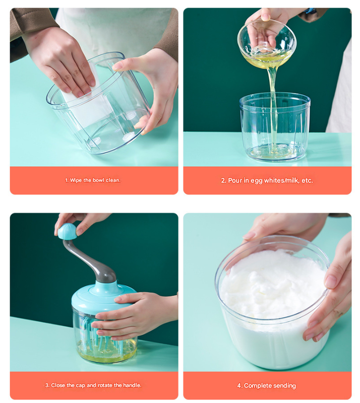 Blue Manual Hand-Crank Rotary Egg Beater and Cream Whisk - Large Capacity Baking Mixer for Australian Home Kitchens and Cake Making