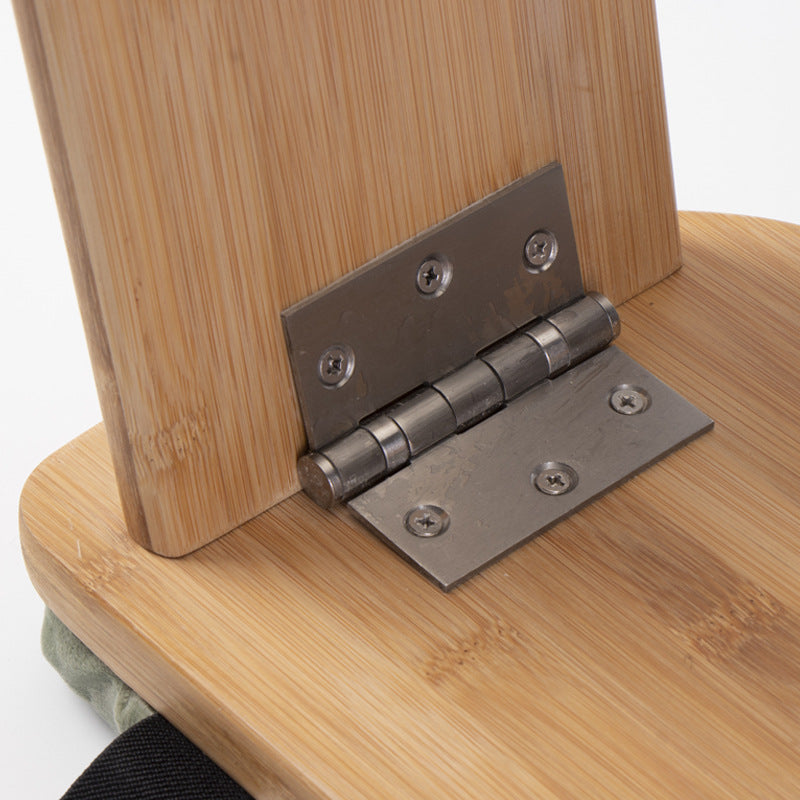 Grey Foldable Wooden Meditation Stool with Padded Cushion 45x21cm - Portable Yoga Kneeling Bench with Carry Bag for Mindfulness and Home Zen