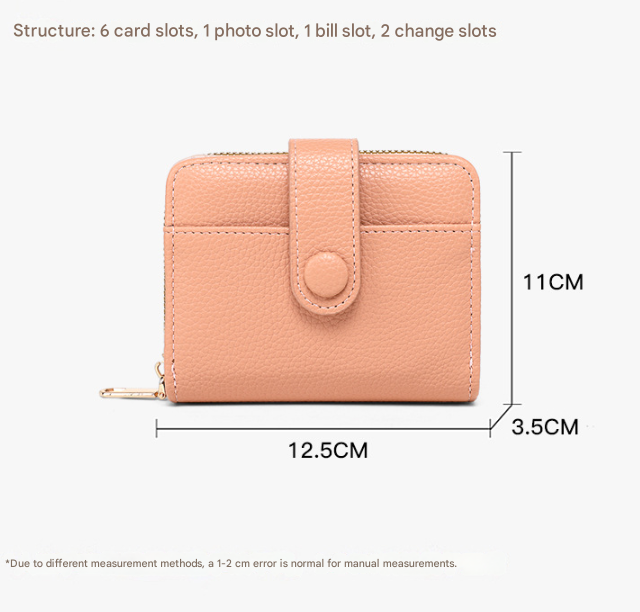 Red-brown Women's Short PU Leather Wallet 2 Pack - Fashion Lychee Grain Purse with Multi Card Slots and Zipper Coin Pocket - Compact Organiser for Daily Use