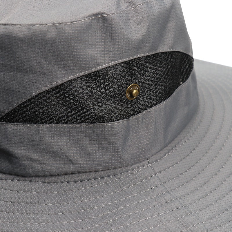 Khaki Outdoor Mosquito Head Net Hat with 40cm Mesh Shield - Wide Brim Sun Protection Bucket Hat for Fishing and Hiking - Quick Dry Breathable Cap