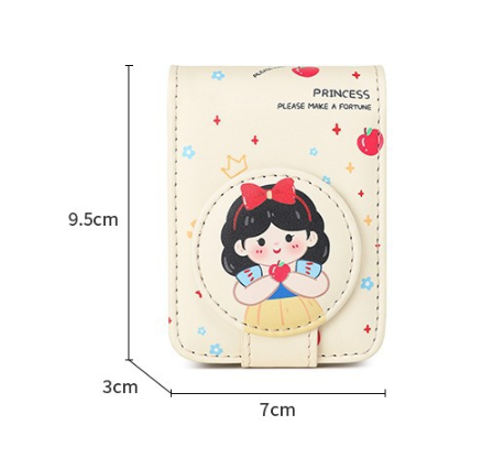 Girl 2 Pack Mini Lipstick Case with Mirror Cute Design Small Makeup Pouch 9.5cm for Handbag Travel Portable Storage