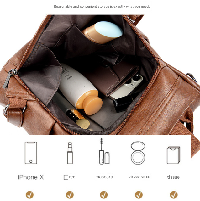 Black Women's Anti-Theft Backpack Purse Soft Faux Leather Convertible Rucksack Shoulder Bag Large Capacity 31cm for Travel Work Daily Use