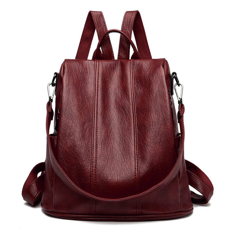 Red Women's Anti-Theft Backpack Purse Soft Faux Leather Convertible Rucksack Shoulder Bag Large Capacity 31cm for Travel Work Daily Use