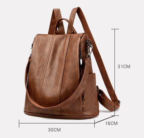 Red Women's Anti-Theft Backpack Purse Soft Faux Leather Convertible Rucksack Shoulder Bag Large Capacity 31cm for Travel Work Daily Use