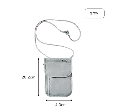 Grey 2 Pack RFID Blocking Travel Neck Pouch Passport Holder &amp; Document Organiser Water Resistant Hidden Security Wallet for International Travel