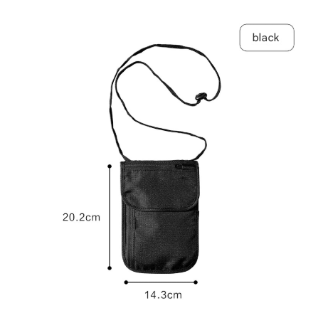 Black 2 Pack RFID Blocking Travel Neck Pouch Passport Holder &amp; Document Organiser Water Resistant Hidden Security Wallet for International Travel
