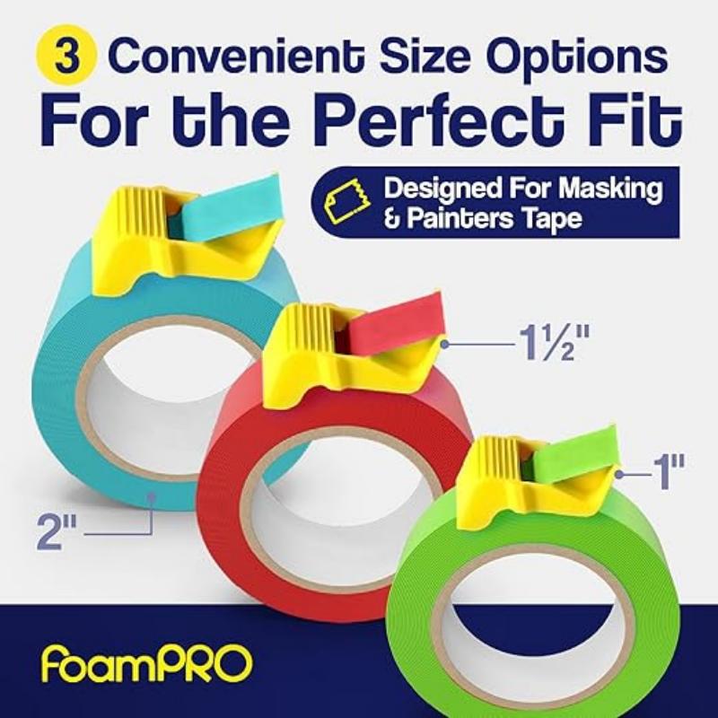 15 Pack Masking Tape Cutter Set (5 x 3 Sizes) Compact Clip-On Dispenser for 1", 1.5" &amp; 2" Rolls Painter's Tape DIY Tool