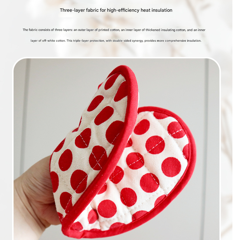 Blue 2 Pack Heart Shaped Oven Mitts Heat Resistant Cotton Pot Holders Double Layer Thick Insulation Kitchen Gloves for Baking Cooking