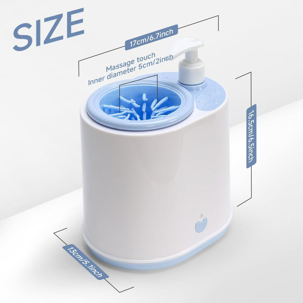 Grey Electric Pet Paw Cleaner Automatic Dog Foot Washer Cup with Built-in Soap Dispenser Soft Silicone Massage Bristles for Small Dogs & Cats