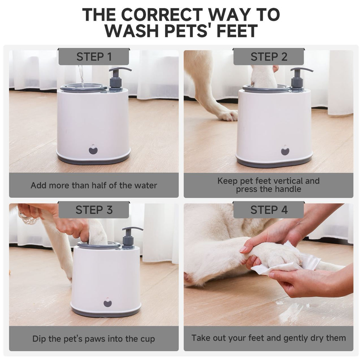 Grey Electric Pet Paw Cleaner Automatic Dog Foot Washer Cup with Built-in Soap Dispenser Soft Silicone Massage Bristles for Small Dogs & Cats