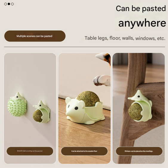 Blue 4 Pack Hedgehog Catnip Toys Self Grooming Face Scratcher & Teething Chew Toy Soft Rubber Interactive Play Set for Kittens