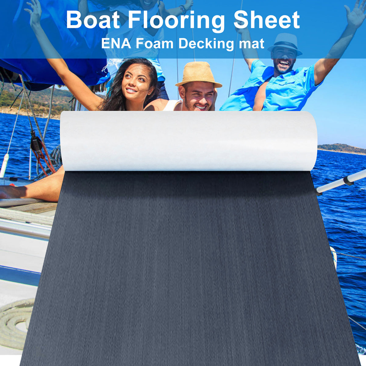 2400*1200*6mm High Density EVA Foam Marine Flooring Flat Sheet Non-Grooved Self-Adhesive Boat Decking Mat Grey for Jet Ski Kayak &amp; Fishing Boat