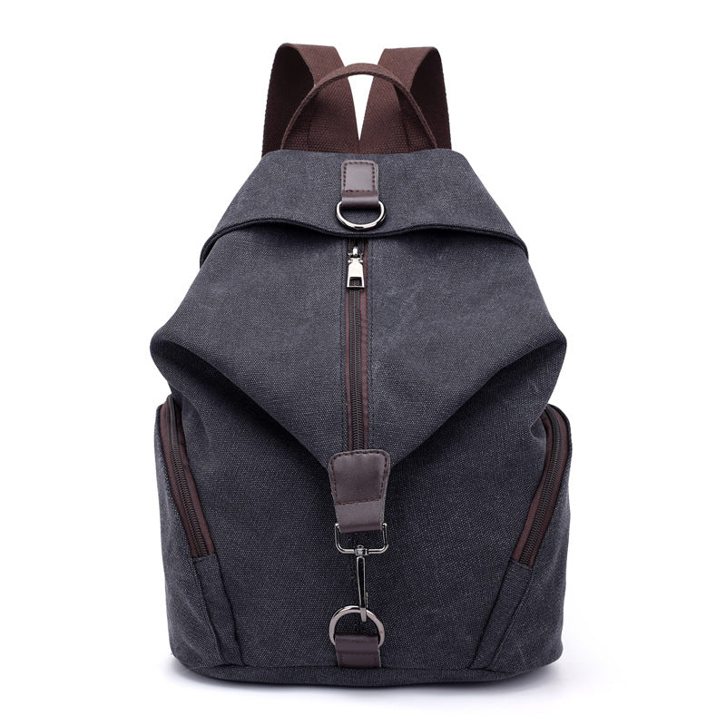 Black Women's Vintage Canvas Backpack Casual Daypack Retro College School Bag Large Capacity Rucksack for Travel Work & Daily Use