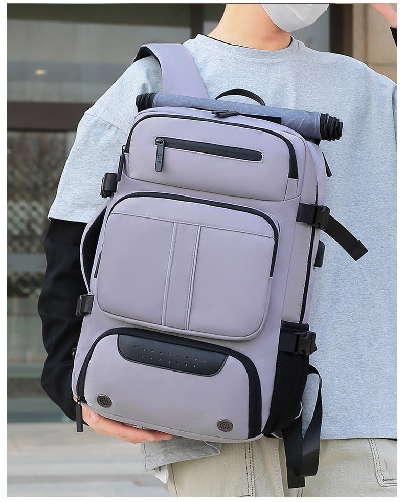 Large Capacity Convertible Travel Backpack - 16" Laptop Compartment, Shoe Pouch & USB Port(Grey)