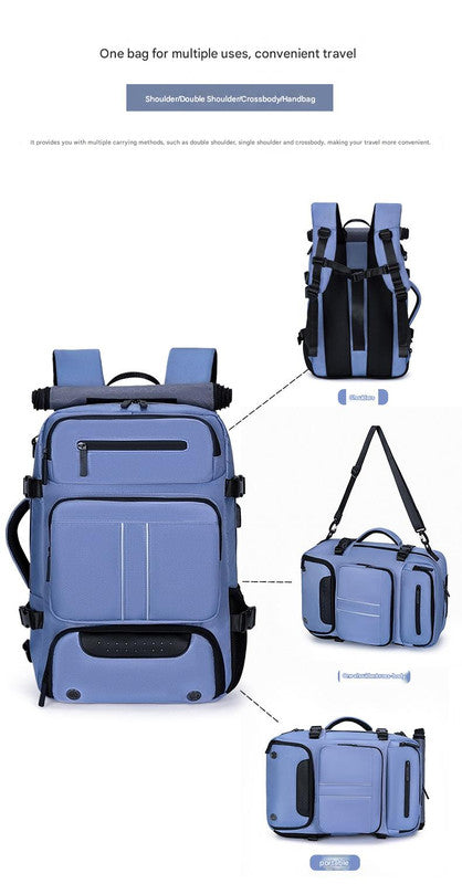 Large Capacity Convertible Travel Backpack - 16" Laptop Compartment, Shoe Pouch & USB Port(Grey)