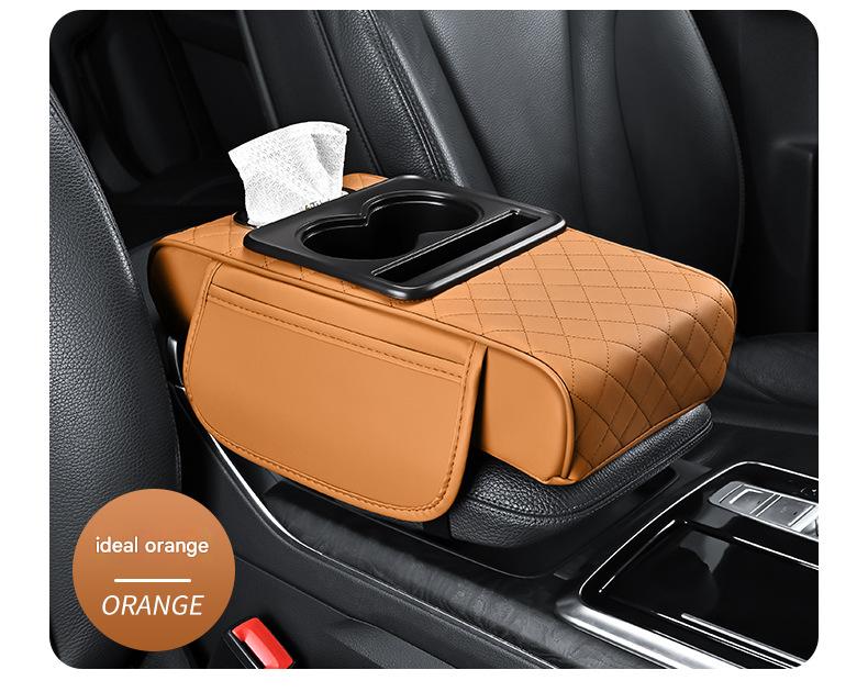 Premium Car Armrest Organizer &amp; Comfort Pad(orange)