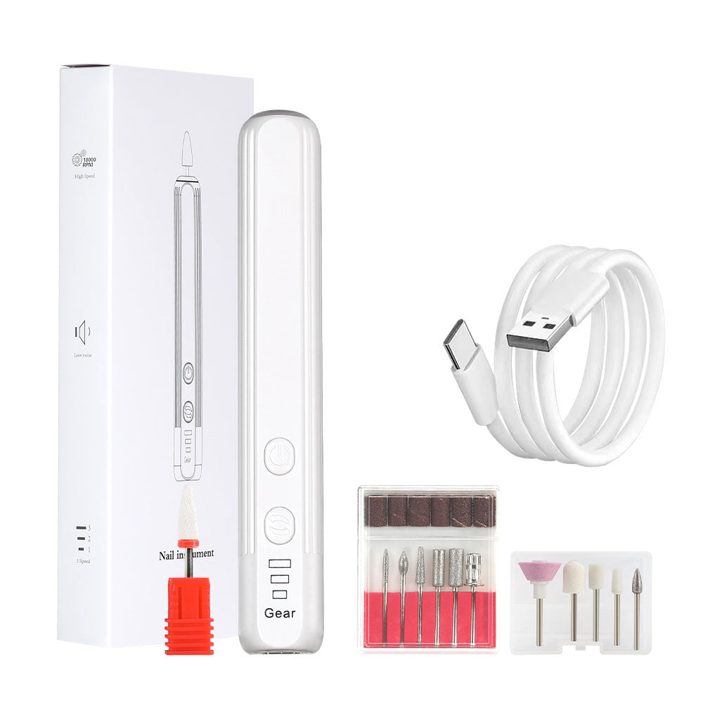 Khaki Pro Portable Electric Nail Drill Kit With 10 Bits - Fast, Quiet, Rechargeable