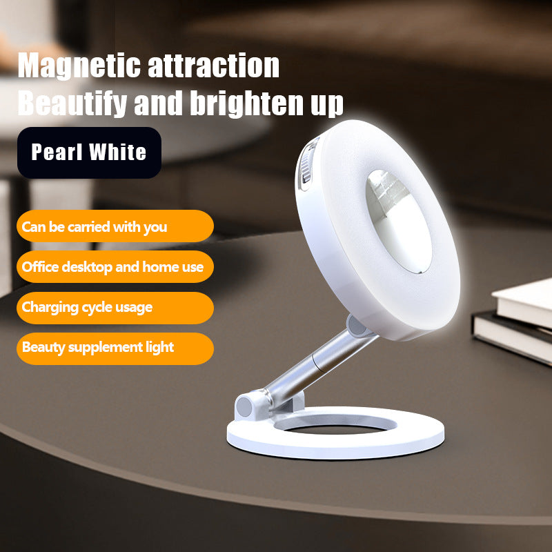 White Magnetic Phone Light &amp; Stand - Rechargeable, Tri-Color, Portable