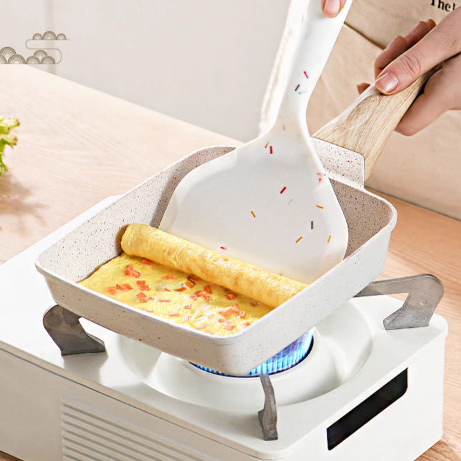 White Rectangular Non-Stick Frying Pan 19×14×4cm - Open, Induction & Gas Compatible