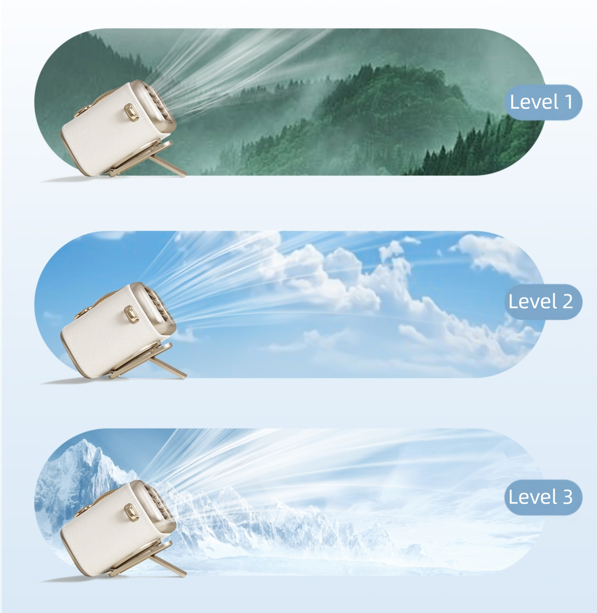 Brown Portable Fan for Outdoor, Waist Clip, and Desktop Cooling