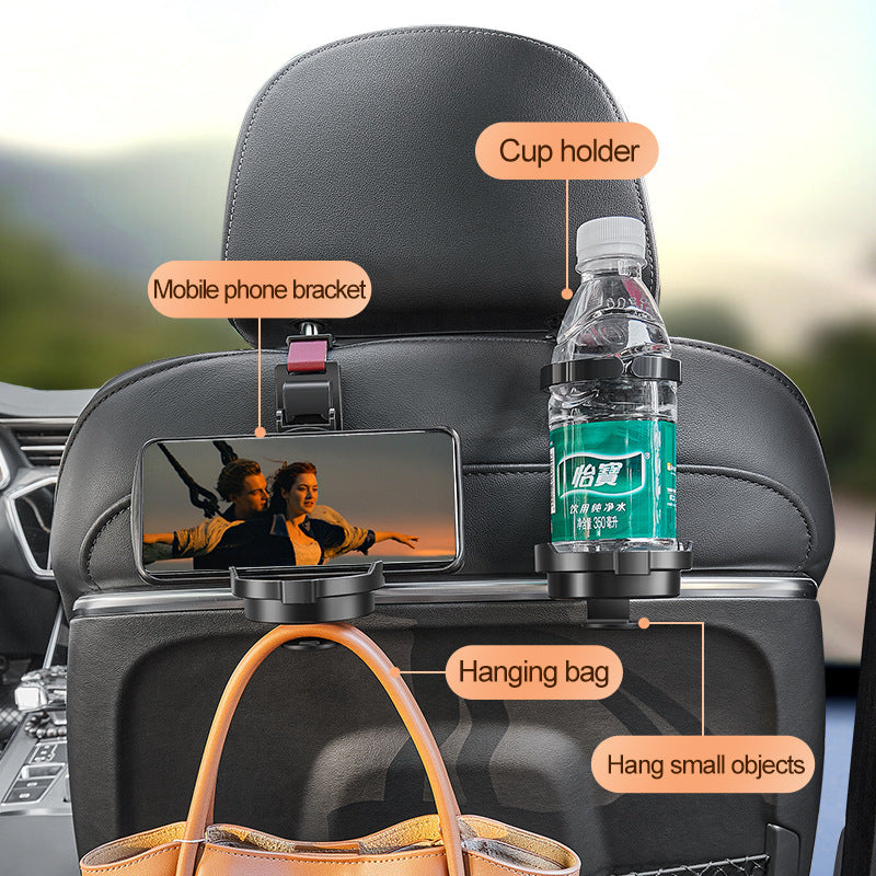 Orange 3-in-1 Car Headrest Organizer Hook