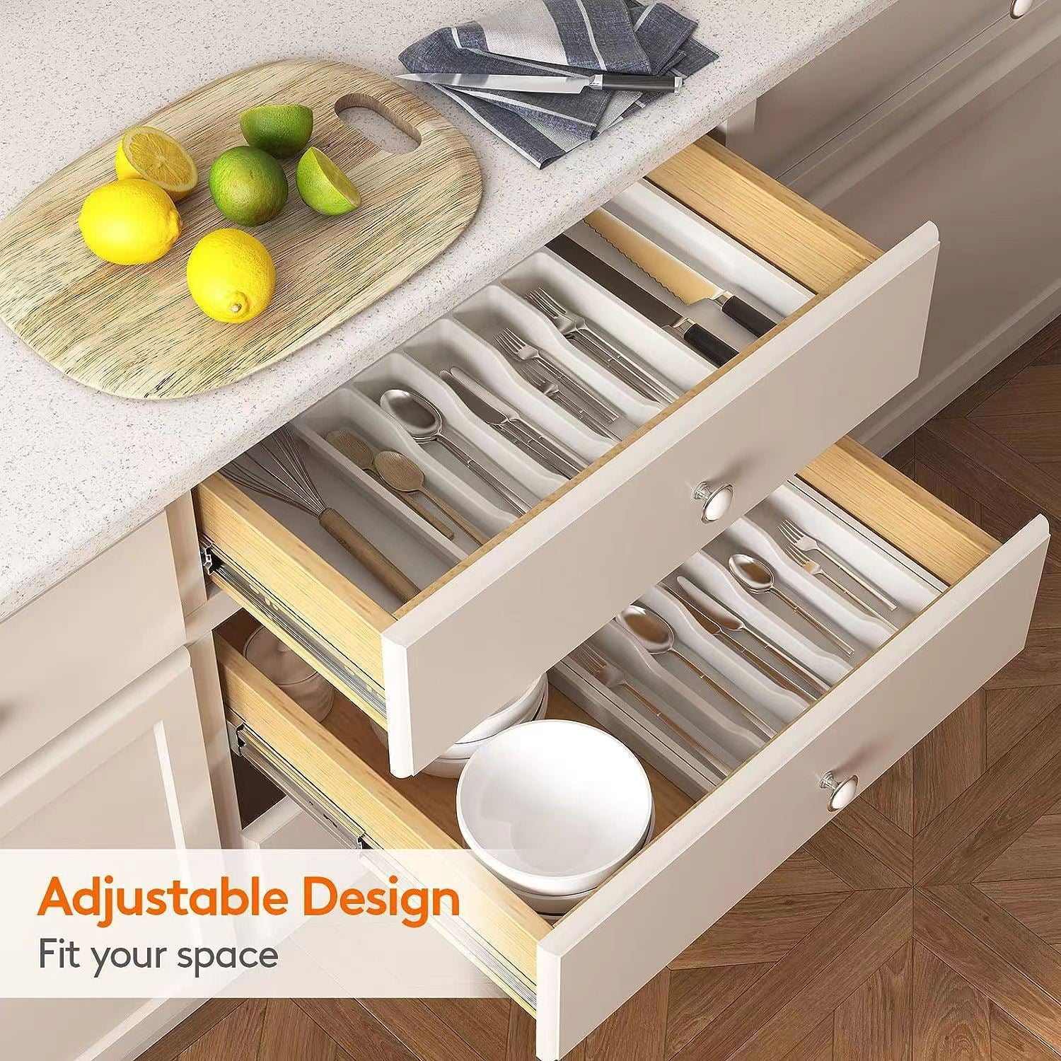 Black Adjustable Cutlery Tray (33-57cm)