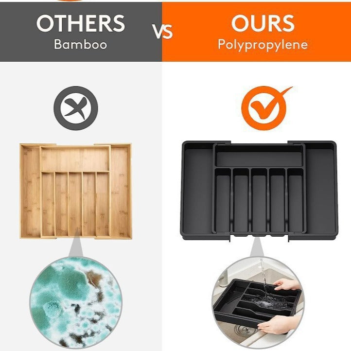 White Adjustable Cutlery Tray (33-57cm)